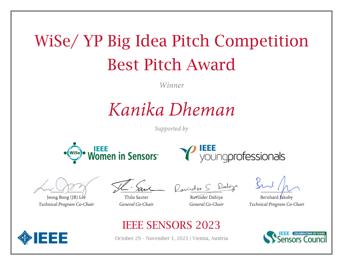Enlarged view: Best pitch award
